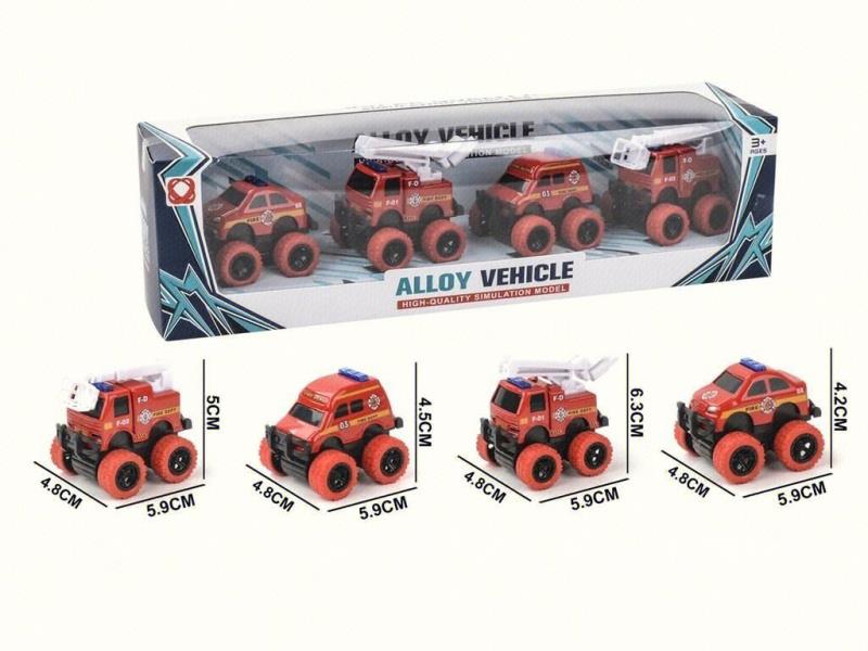 4 Pieces Of Huili Fire-Fighting Alloy Vehicle