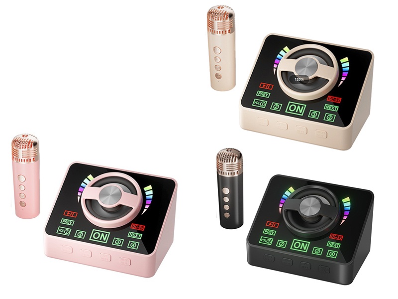 Bluetooth Karaoke Speaker With Lights(Single Microphone)