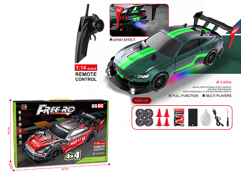 1:14 2.4G Proportional High Speed Spray Four-Wheel Drive Drift Remote Control Car
