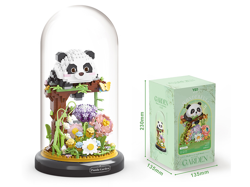 Panda Garden Building Blocks(With Transparent Cover + Black Base)(999PCS)