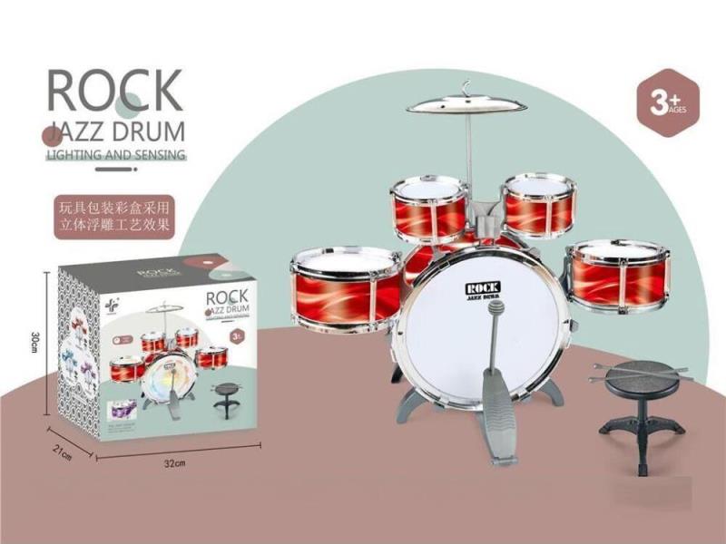 Cool red New Vertical Fve-Drum, Children's Jazz Upper Drum, Eectronic Drum, Drum Kit, Instrument Drum