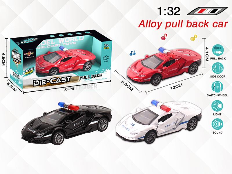 1:32 Lamborghini 700 Alloy Open Doors Pull Back Police Car With Light And Music