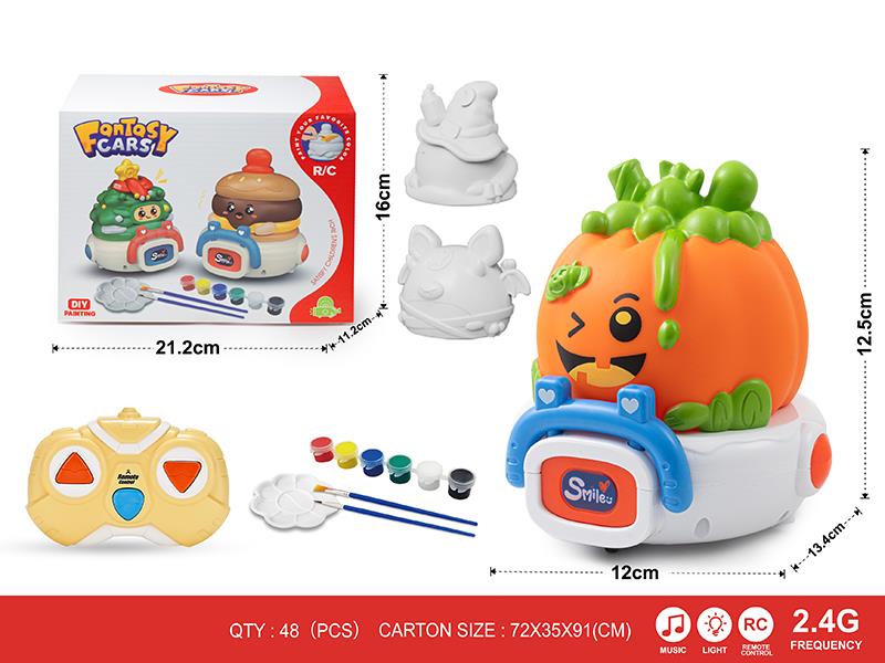 2.4G DIY Painting 3-Channel Remote Control Halloween Series Vinyl Car(With Lights And Music) 1 Changing 3