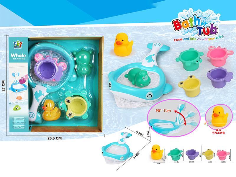 Whale Net Fishing + Enamel Animal Swimming Set