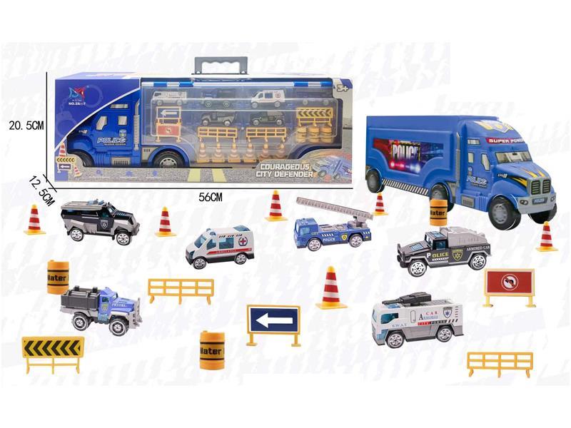 Slide Police Trailer With Alloy Car