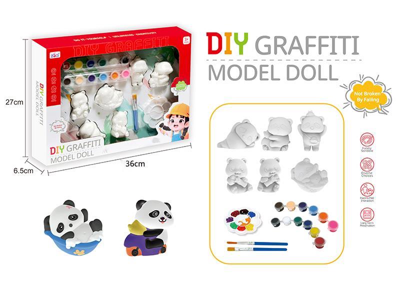 DIY Graffiti Soft Glue Solid Modle Dolls - Panda