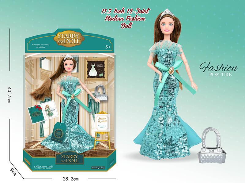 11.5 Inch 12-Joint Modern Fashion Doll With Handbag, , Crown, Wish Card