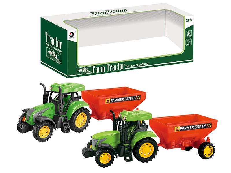 Friction Farm Tractor Trailer Toy(Lights And Music)