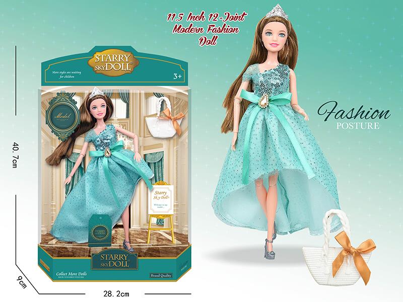 11.5 Inch 12-Joint Modern Fashion Doll With Handbag, Crown