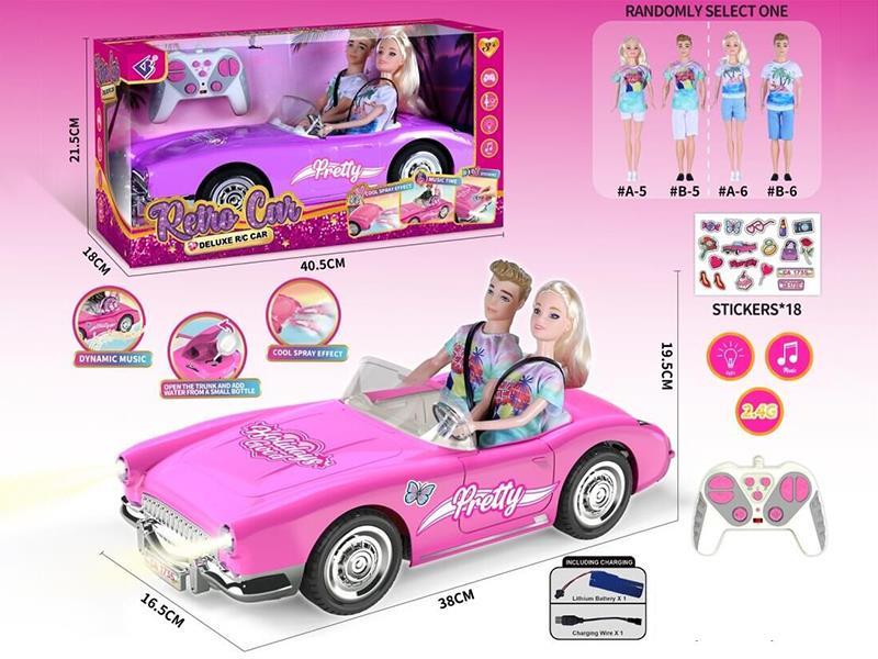 2.4G 1:10 R/C Car With Spray, Lights, Music + Dolls