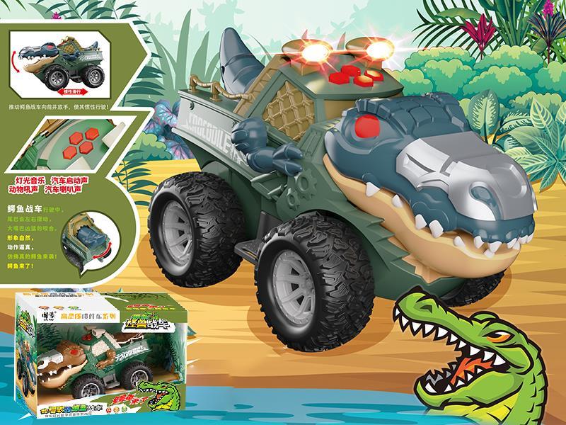 Friction Crocodile Chariot With Light And Music