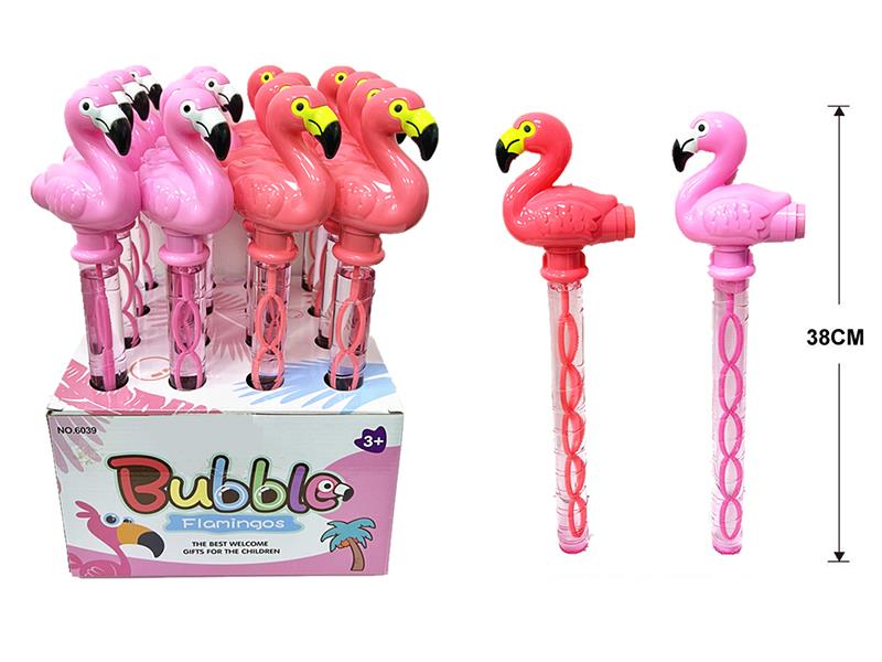 Flamingo Bubble Stick With Whistle 16PCS