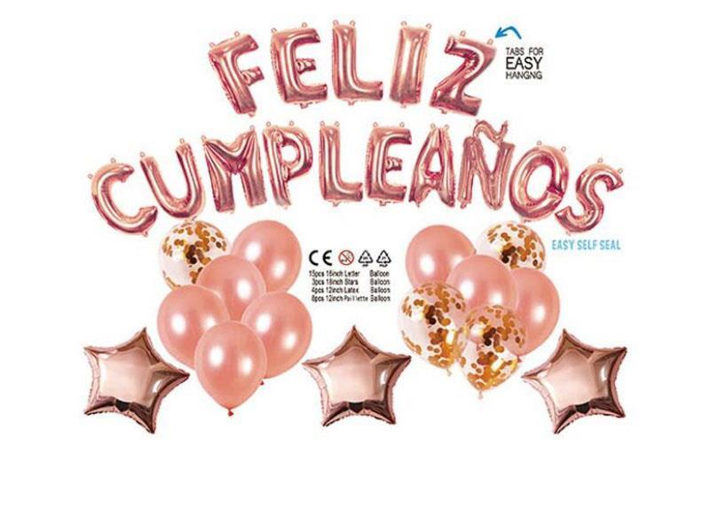 Spanish Birthday Latex Set - Rose Gold Set