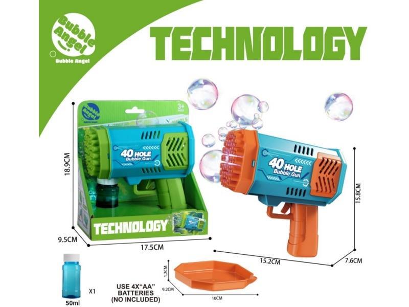 40-Hole Bubble Gun In Orange And Blue