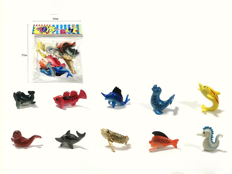 5-6cm Soft Plastic Solid Cartoon Sea Animals Set(10)