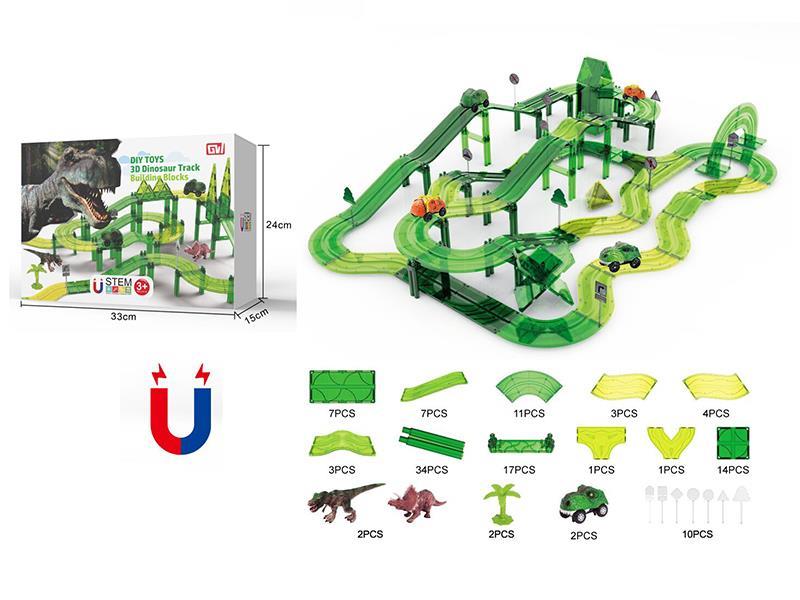 118pcs Dinodaur Track With 2 Cars