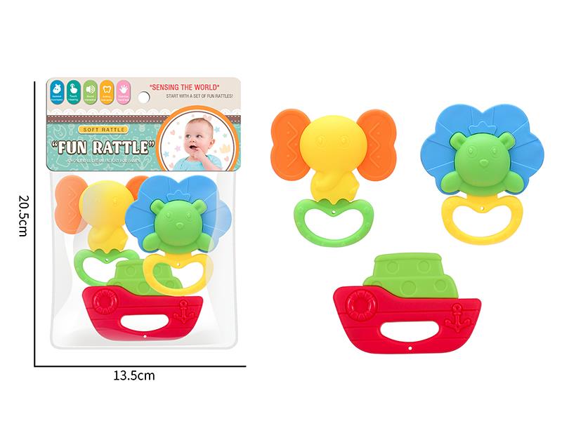 Lion/Elephant/Boat Shaped Baby Rattles(3PCS)