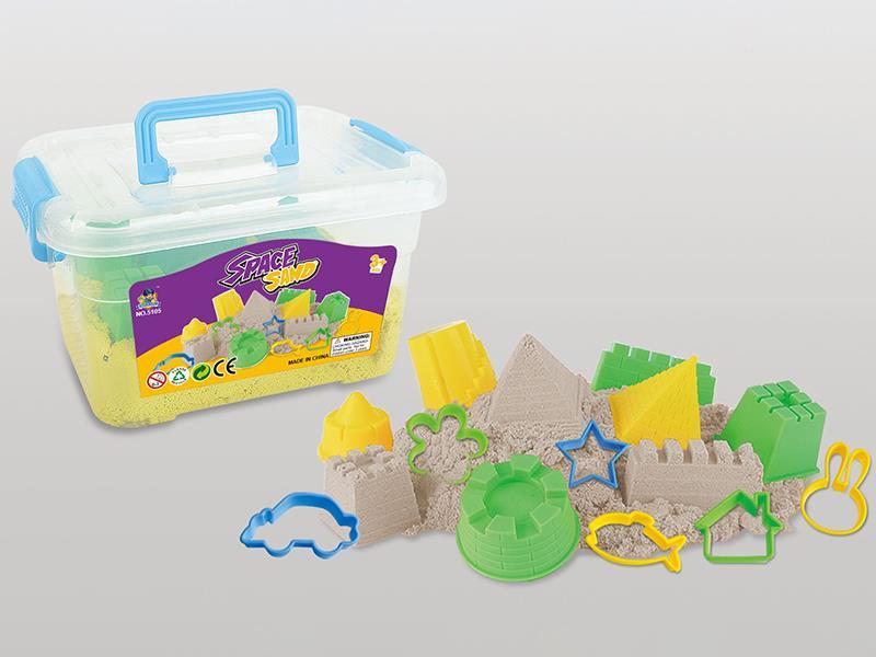 Small Storage Box 1KG Space Sand + 6 Small Sand Mold + 6 Castle Sand Mold