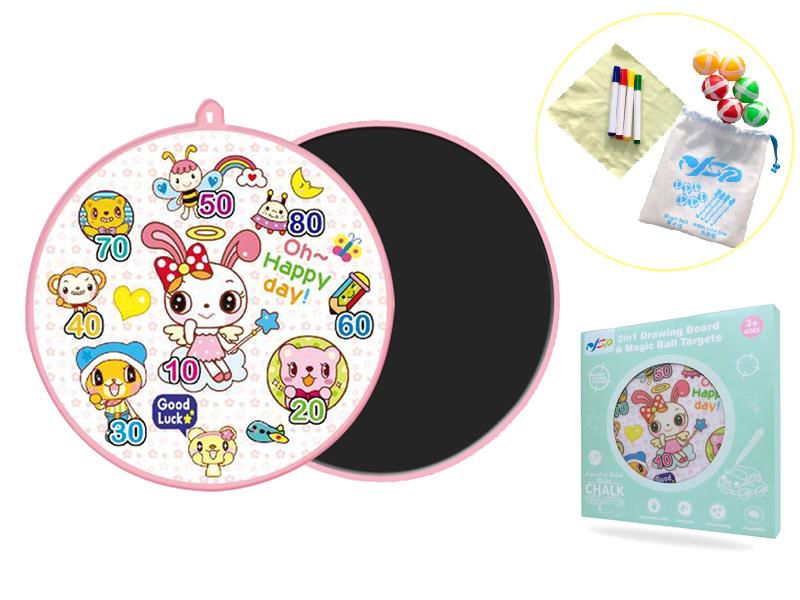 2 In 1 Drawing Board & Velcro Dartboard