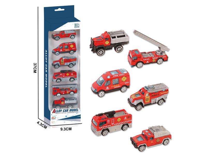 6Pcs 1:64 Alloy Slide Police Car