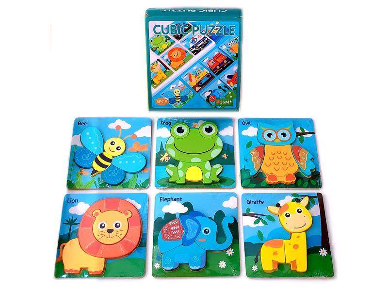 Wooden Cute Animals Three-Dimensional Puzzle