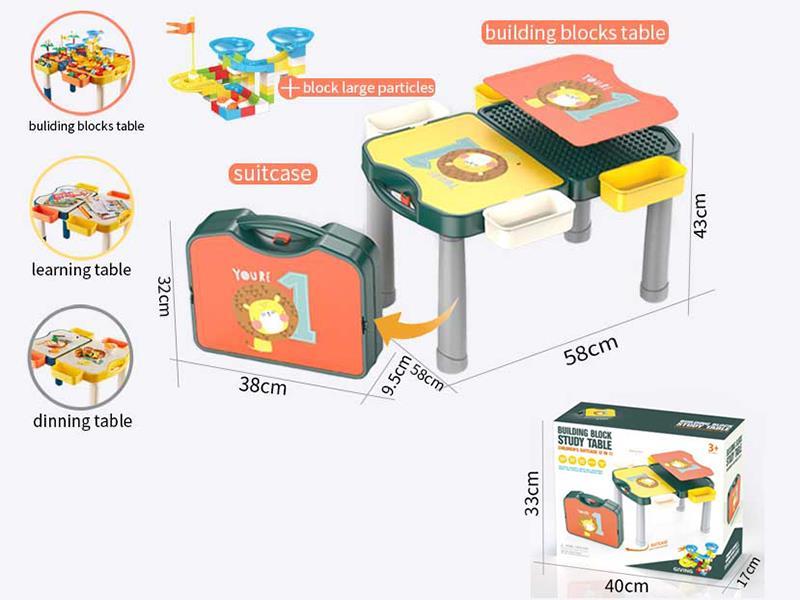 Building Blocks Table Suitcase(2 In 1)(4 Storage Boxes  +70PCS Large Particles Building Blocks Pack)