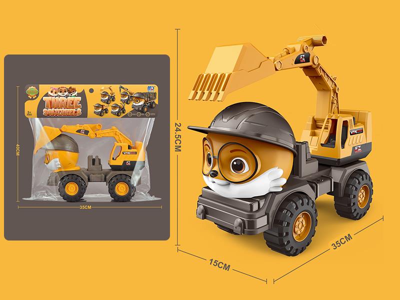 Large Size Three Squirrel Slide Engineering Truck