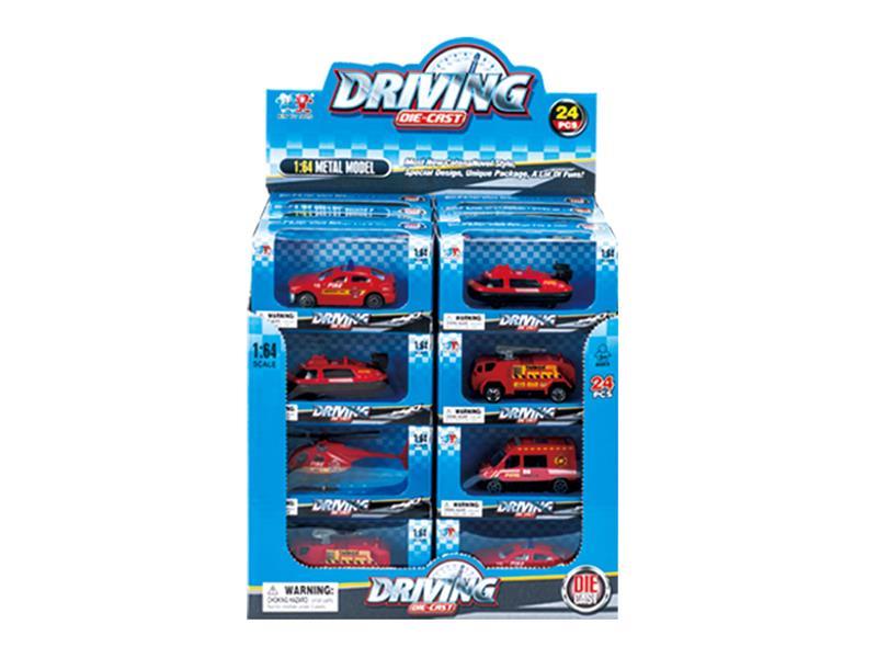 24PCS 1: 64 Slider Alloy Fire Truck