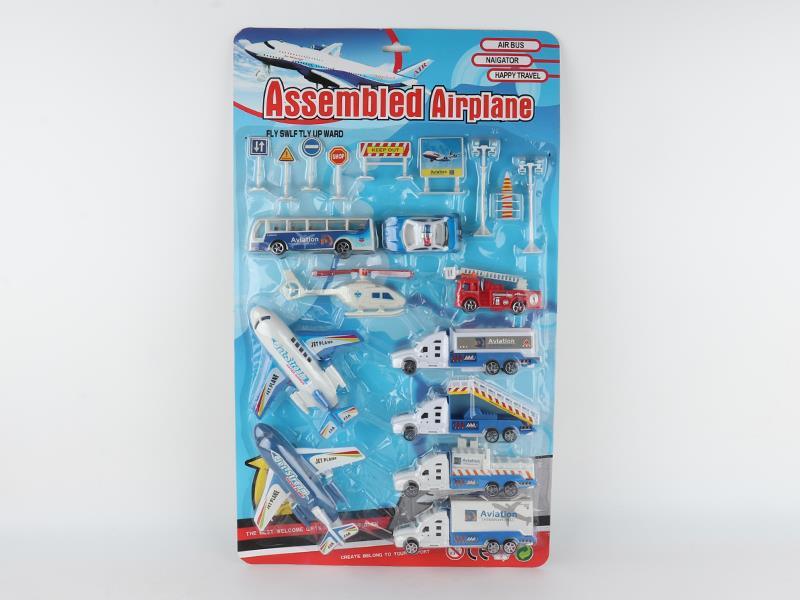 Slide Car ,Pull Back Airplane Airport Set
