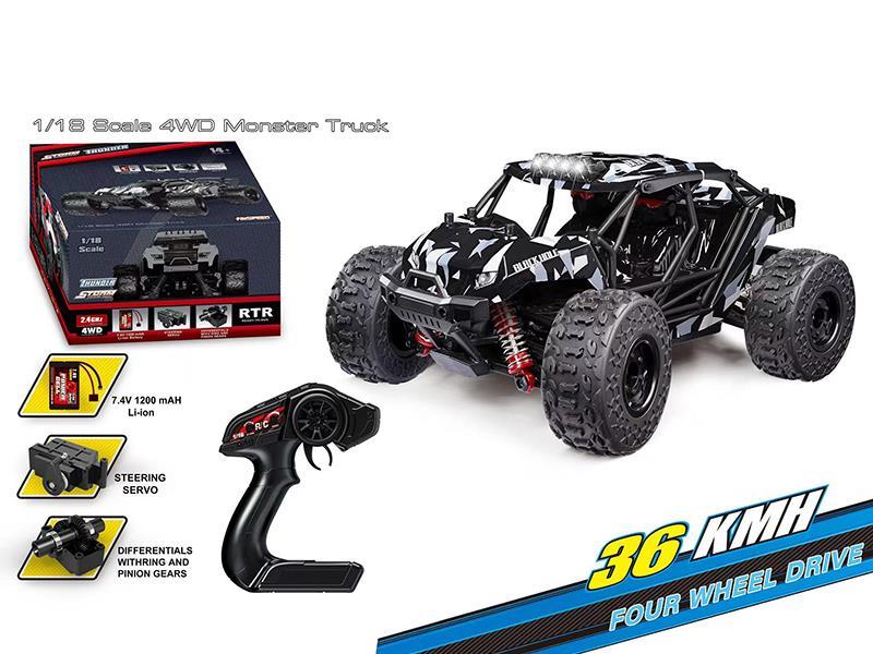 1:18 2.4G Remote Control 4WD High Speed Monster Truck(With 4 Lights)