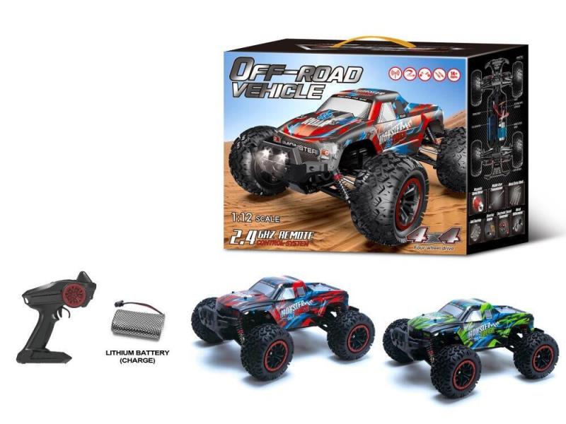 2.4G Simulation Full Scale 1:12 Alloy. Nylon High-Speed Car Two-Wheel Drive, Two-Color Mixed Package [Including Battery