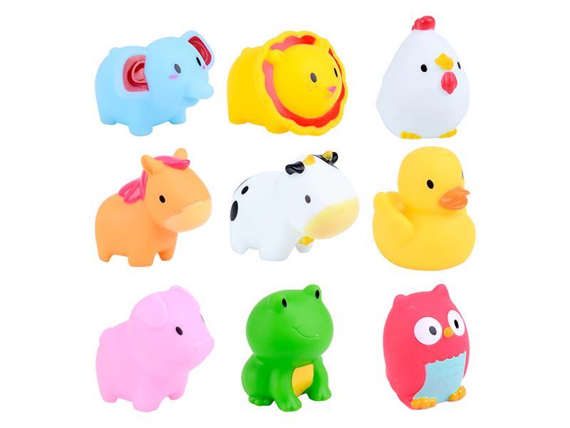 Vinyl Spray Forest Animals With BB Whistle 9pcs