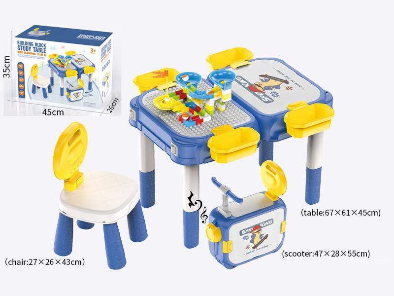 Multifunction Building Blocks Learning Table & Scooter (2 In 1)With Light