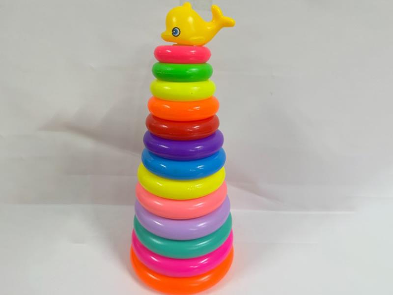 Dolphin Rainbow Tower Jenga Ring 13 Layers