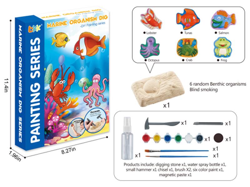 3 In 1 Excavation,DIY Painting Refrigerator Sticker Making(Marine Animal)