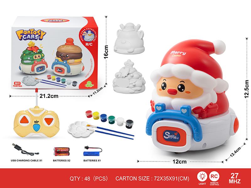 27Mhz DIY Painting 2-Channel Remote Control Christmas Series Vinyl Car(With Lights) 1 Changing 3(Including Batteries)