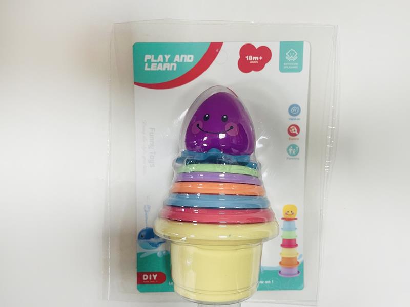 Soft Plastic Octopus Stacked Cup Bath Toys