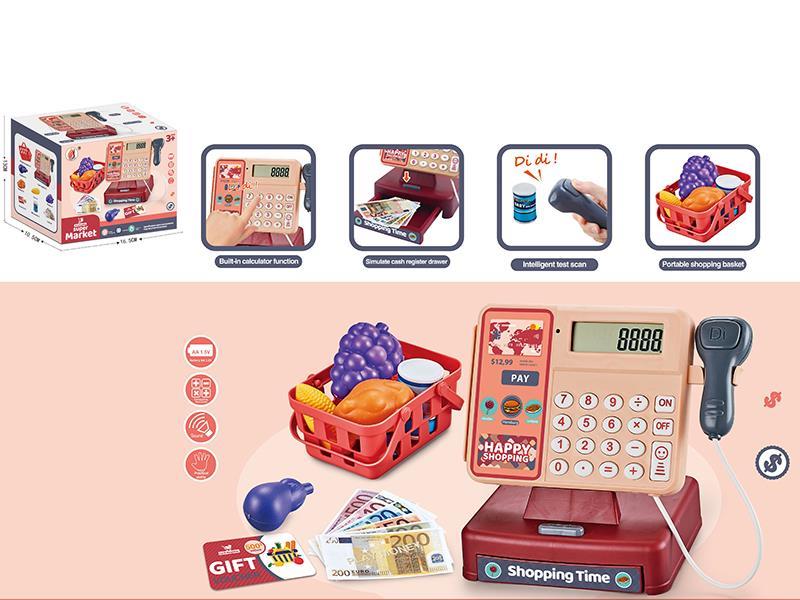 Cash Register Toy With Calculation, Scanning, And Sound Functions