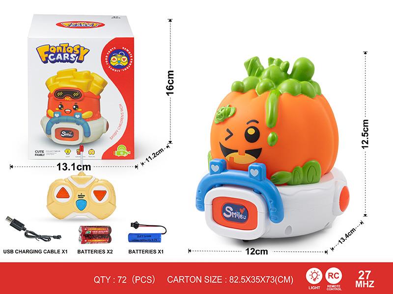 27Mhz 2-Channel Remote Control Vinyl Pumpkin Car(With Lights)Including Batteries