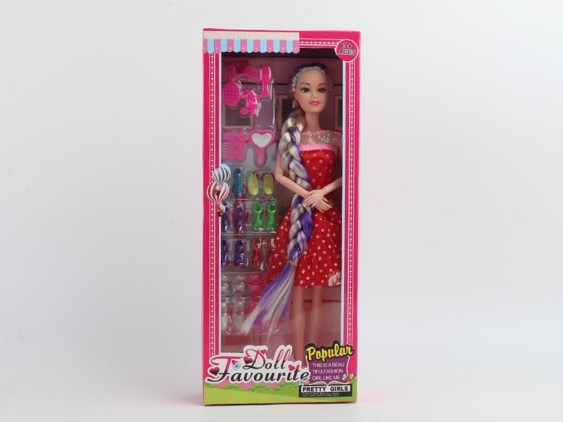 11.5 Inch Solid Articulated Long Braid Doll Shoes