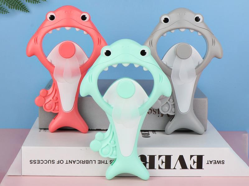 12PCS Mini Cartoon Shark Hand Pressure Fan