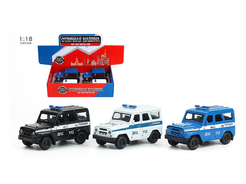 1:18 Pull Back Alloy Police Car With Sound And Light(6PCS)Russian