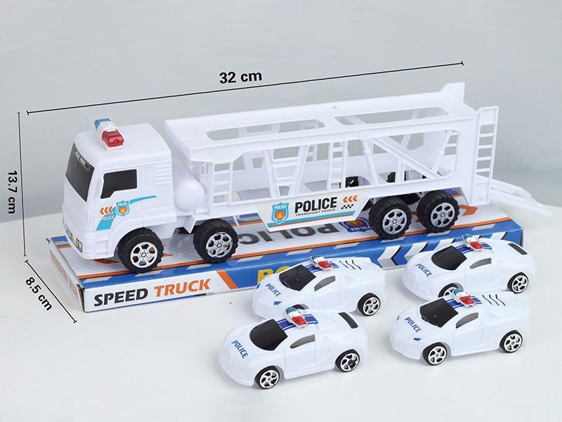 Friction Trailer With 4 Race Cars