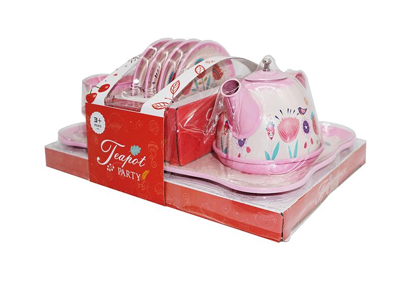Tinplate Tea Set 14pcs - Pink