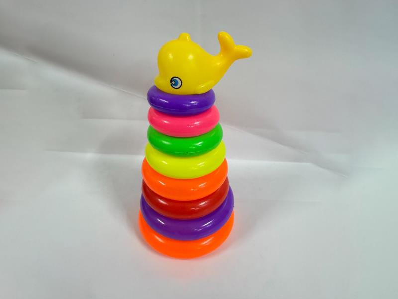 Dolphin Rainbow Tower Jenga Ring 8 Layers