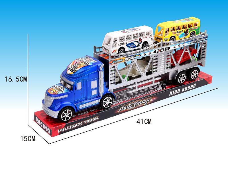 Spray-Painted Friction Trailer + 2 Bus + 2 F1 Racing Cars