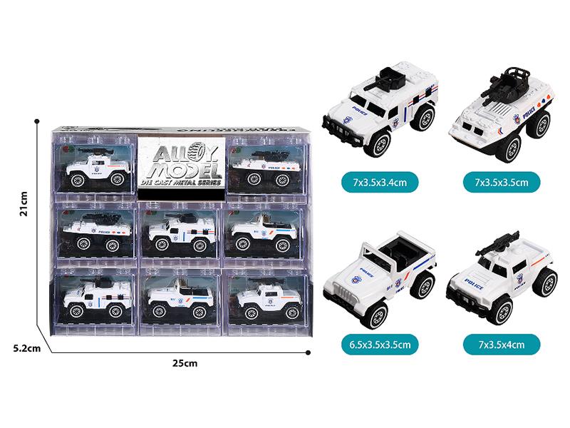 Slide Alloy White SWAT Cars 8pcs
