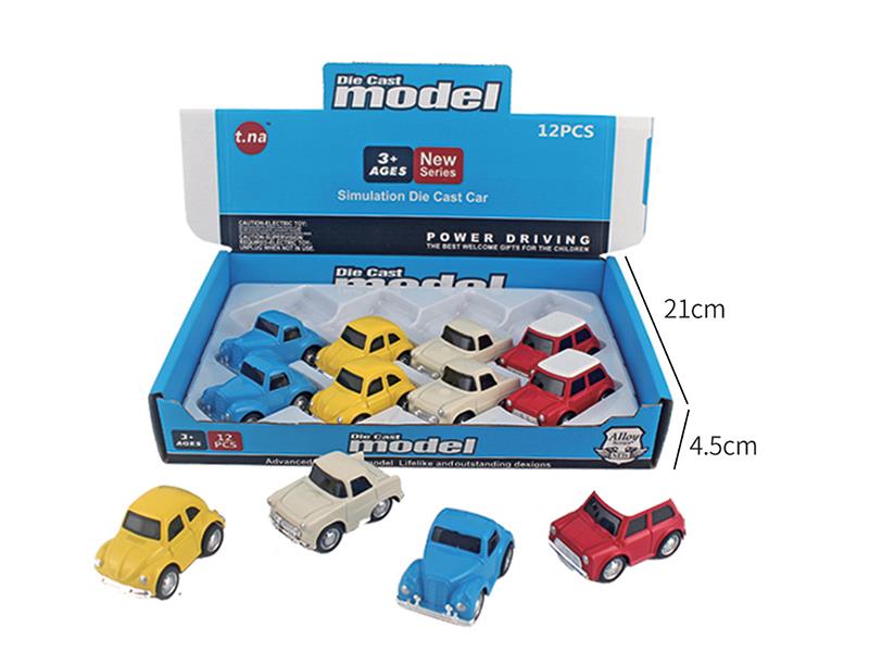 Q Edition Pull Back Alloy Vintage Car 12pcs