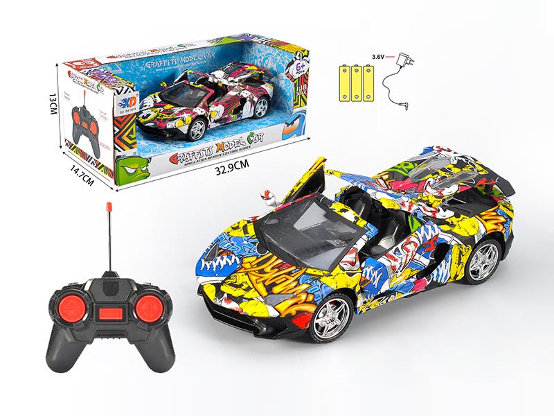 1:18 Lamborghini 4 Open Doors Graffiti Remote Control Car(With Charger,Rechargeable Batteries)