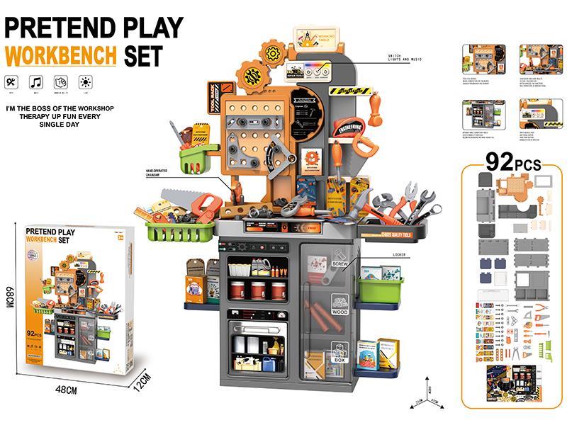 Pretend Play Workbench Set(With Light And Music)92PCS